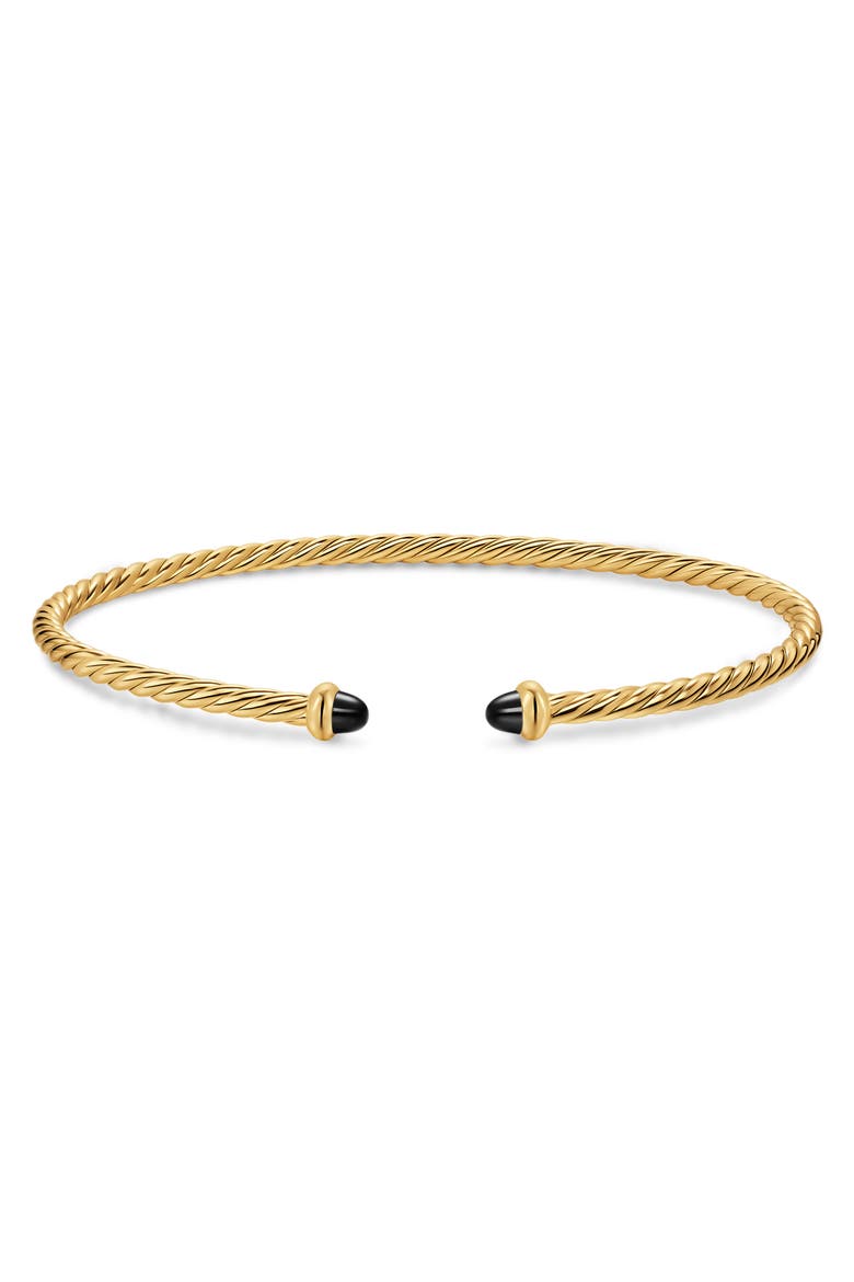 Micro Cablespira Flex Bracelet in 18K Yellow Gold with Black Onyx, 2.6mm, Alternate, color, GOLD