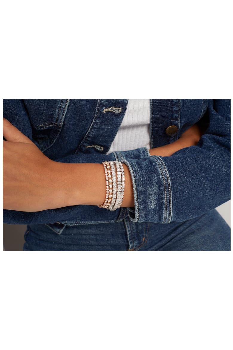 Emerald Cut Lab Grown Diamond Tennis Bracelet, Alternate, color, 18K WHITE GOLD