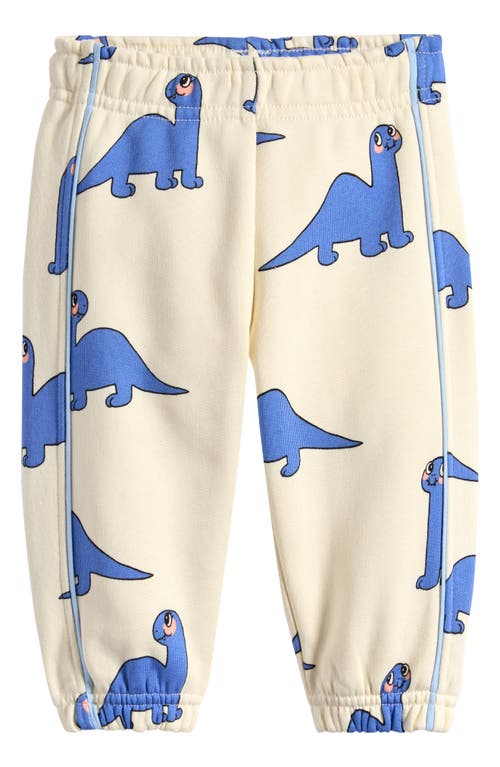 Mini Rodini Dino Print Organic Cotton Sweatpants In White