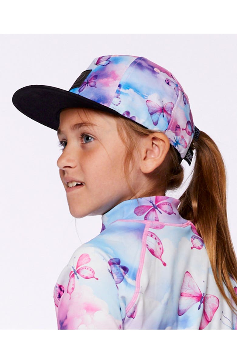 Deux par Deux Baby Girl's Printed Cap Butterflies On Multicolored And Black Background, Alternate, color,