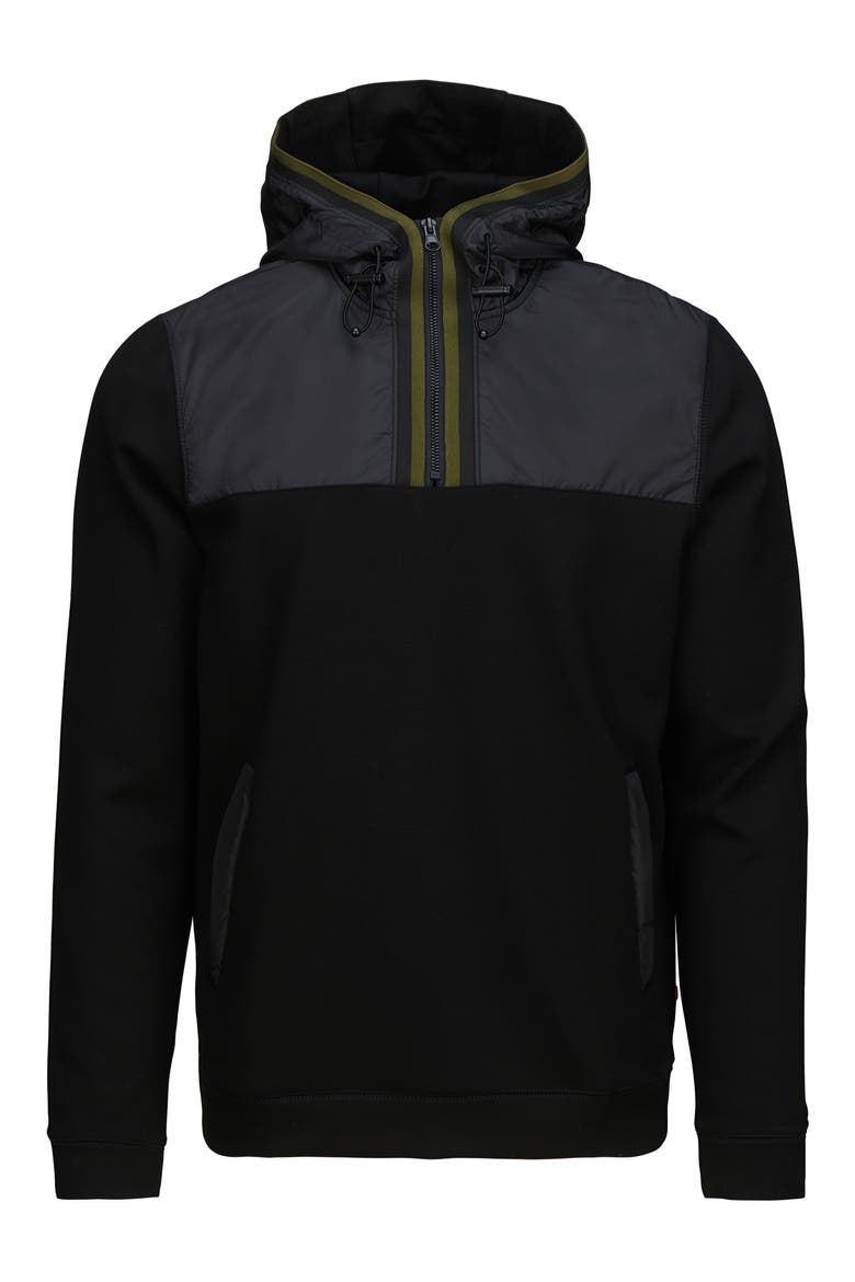 Davos Quarter Zip Hoodie, Alternate, color, BLACK