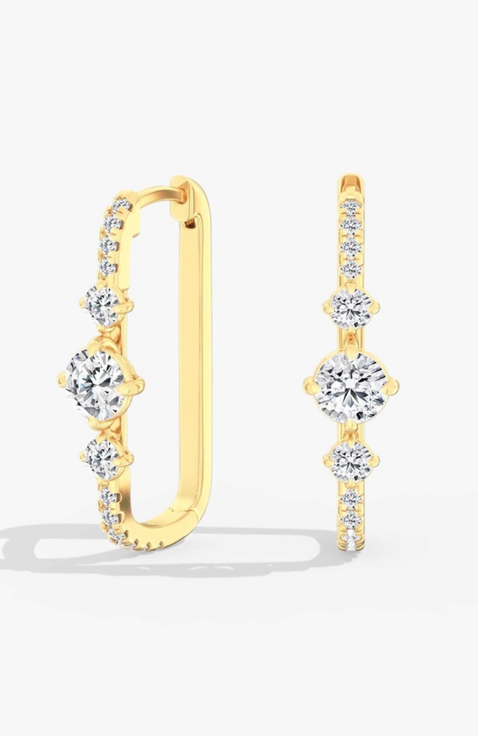 Starlight Lab Diamond Box Hoop in 14K Gold