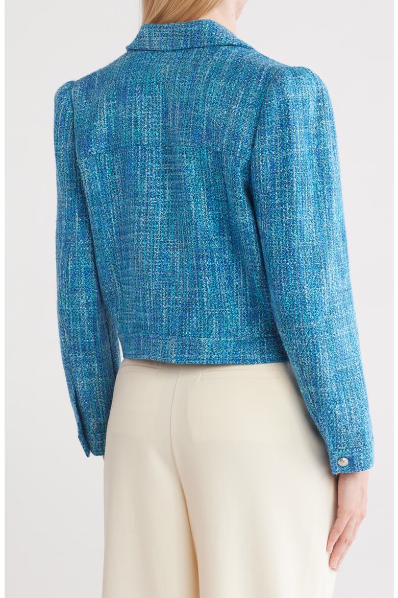 Kasey Tweed Crop Jacket, Alternate, color, CARIBBEAN BLUE MULTI TWEED