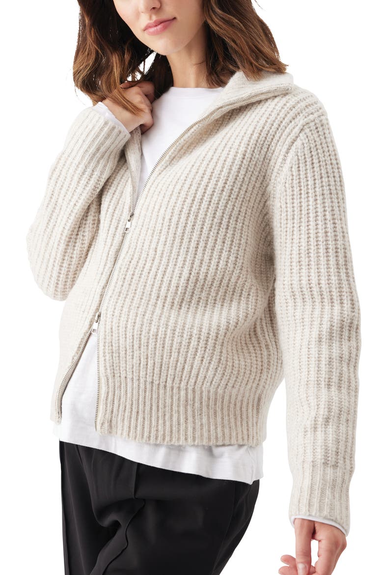 Layla  Chunky Zip Up Sweater Cardigan, Alternate, color, Oat Marle