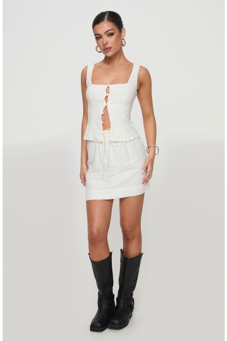Zanda Keyhole Linen Blend Button-Up Tank, Alternate, color, CREAM
