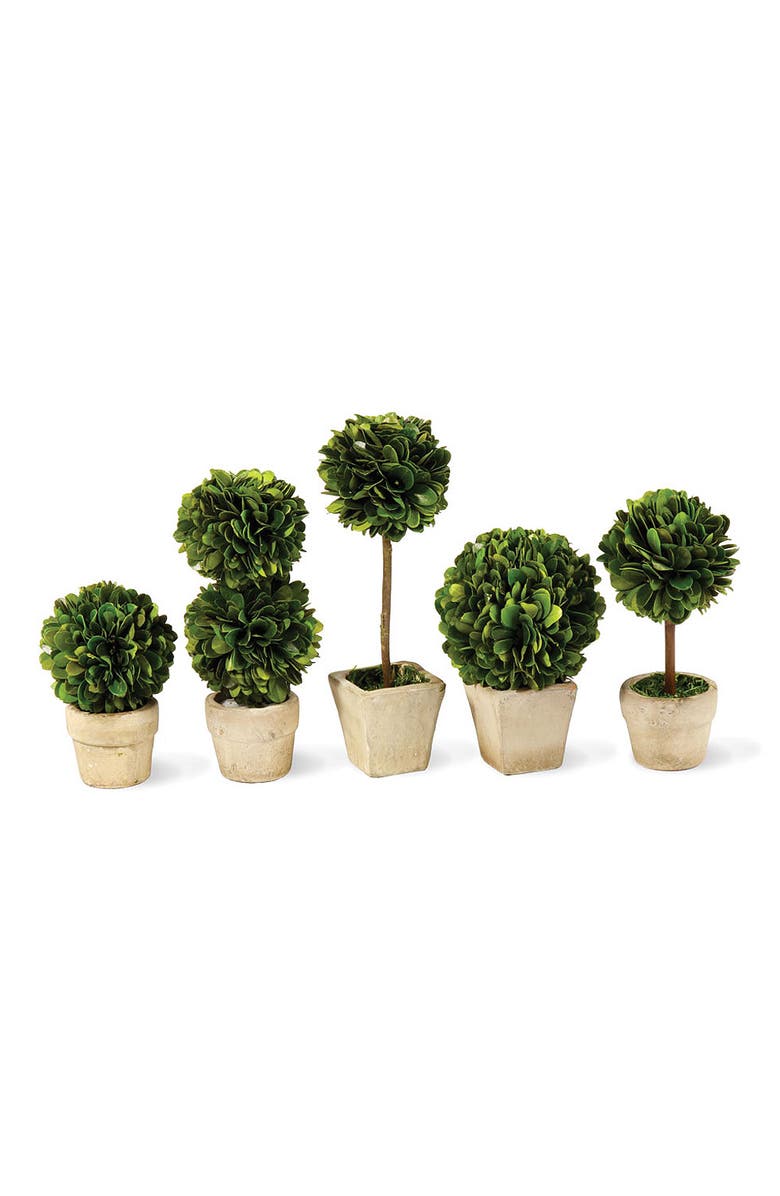 Napa Home & Garden Boxwood Mini Faux (Fake) Topiaries In Pots Set of 5, Main, color, Green