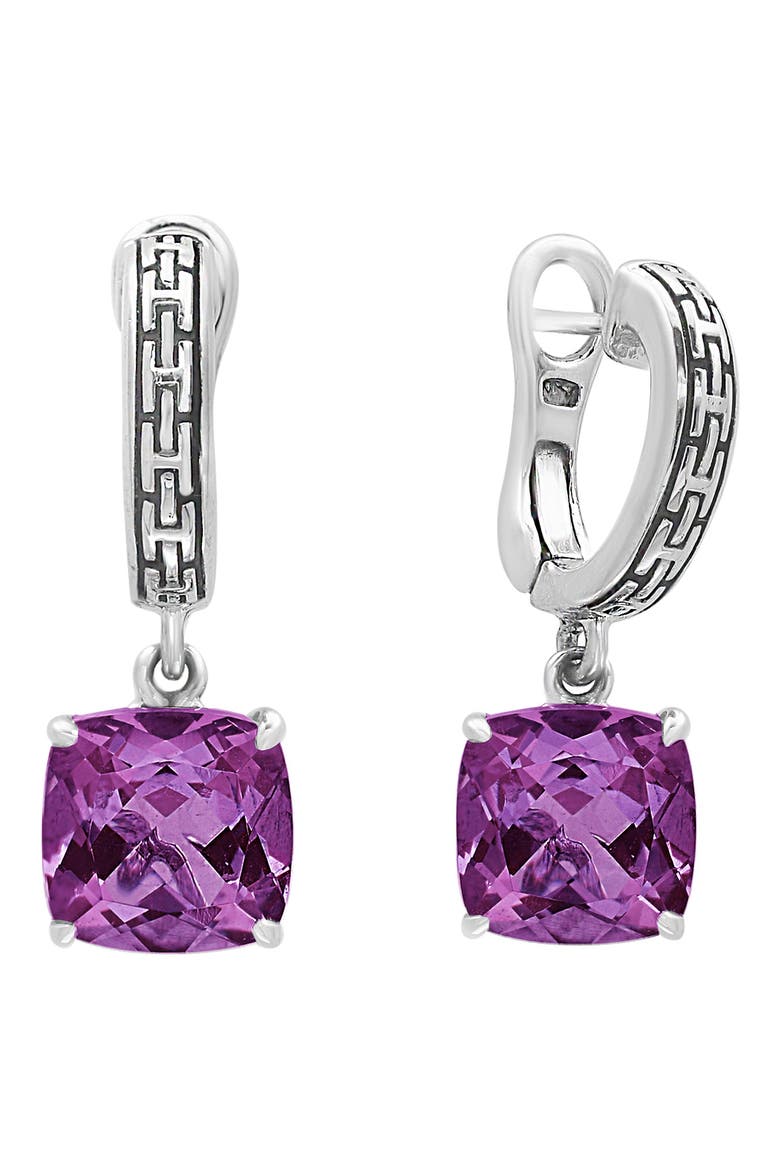 Sterling Silver Amethyst Drop Earrings, Main, color, PURPLE