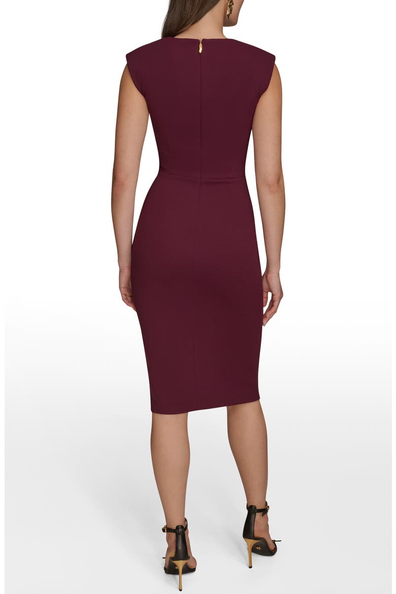 Center Ruched Crepe Sheath Dress, Alternate, color, BERRY