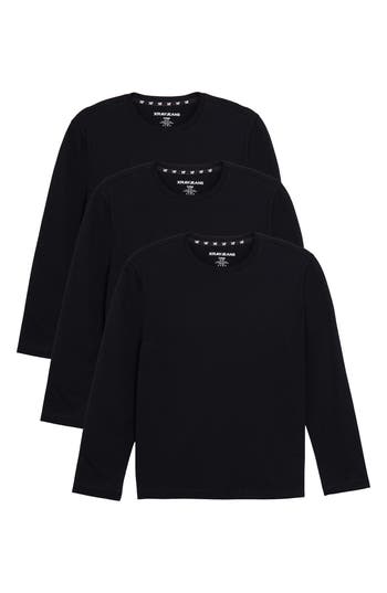 X-ray Xray Kids' 3-pack Long Sleeve Cotton T-shirts In Black