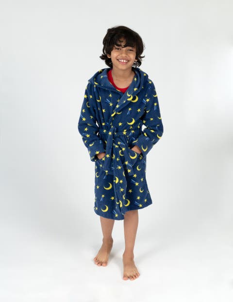 Kids Printed Fleece Hooded Robe