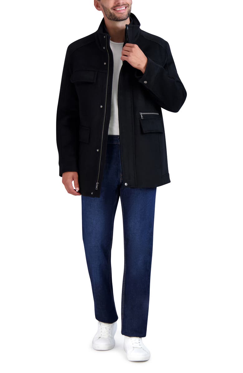 Cole Haan Wool Blend Field Coat, Alternate, color, Black