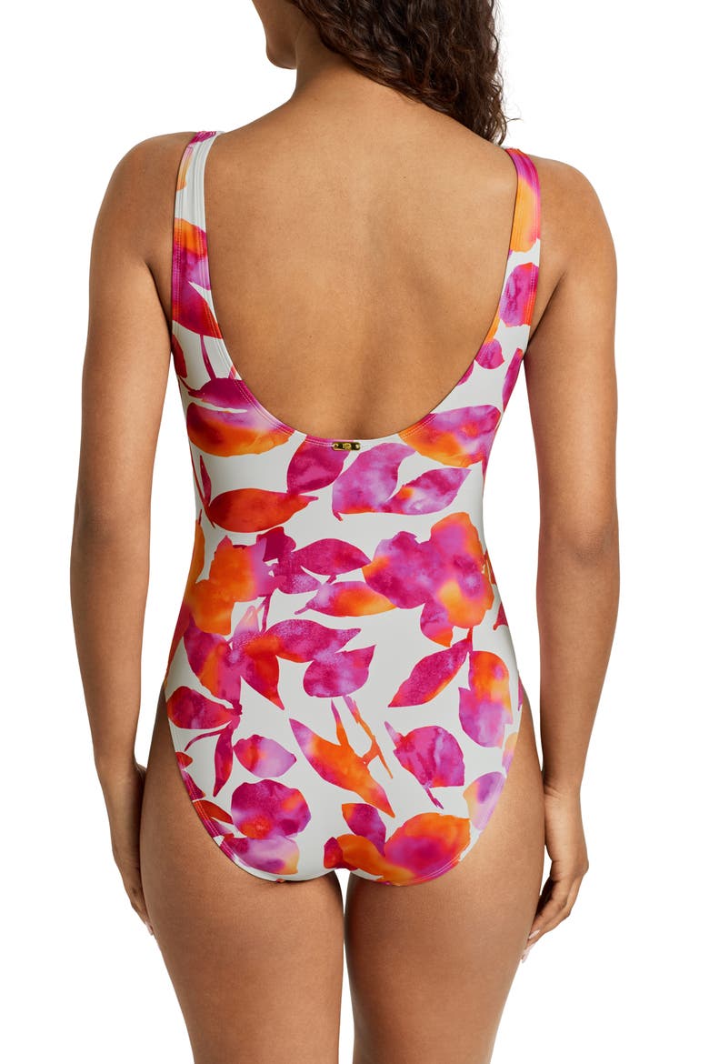 Ruffle Underwire One-Piece Swimsuit, Alternate, color, PINK/ WHITE MULTI