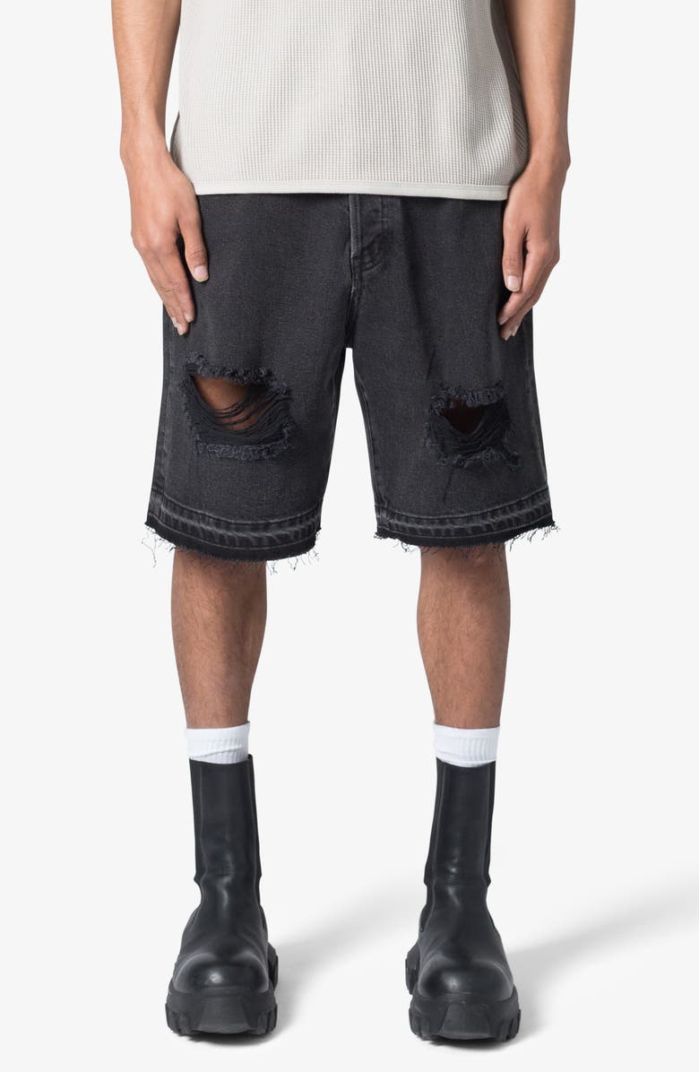 mnml Distressed Nonstretch Denim Shorts, Main, color, Black