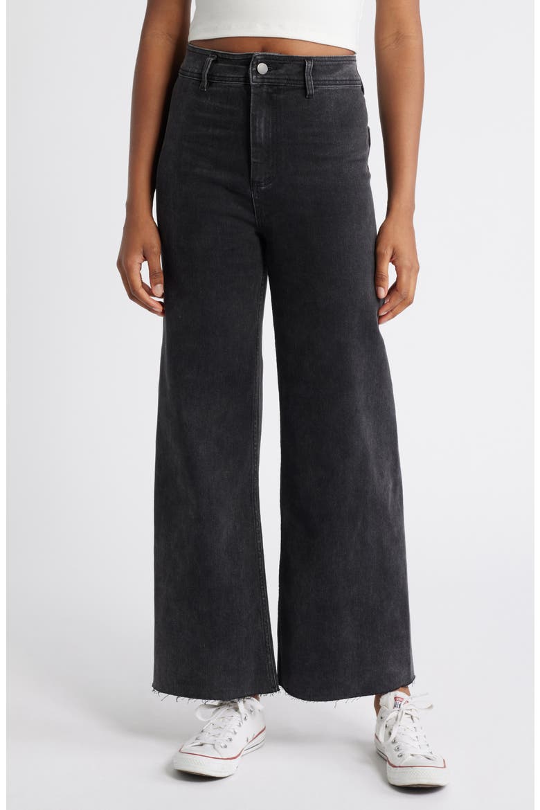 Holiday High Waist Wide Leg Jeans, Main, color, WASHED BLACK