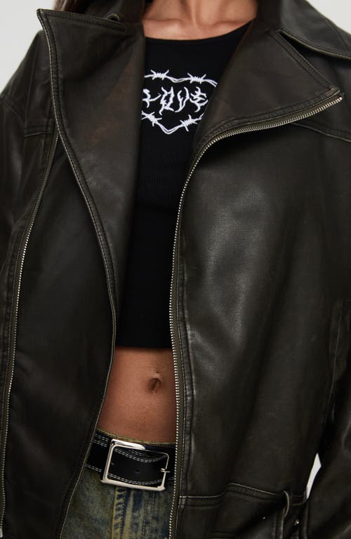 PRINCESS POLLY PRINCESS POLLY ALDRICH OVERSIZE FAUX LEATHER MOTO JACKET