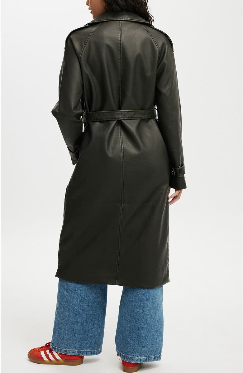 Cotton On Chicago Faux Leather Trench Coat, Alternate, color,