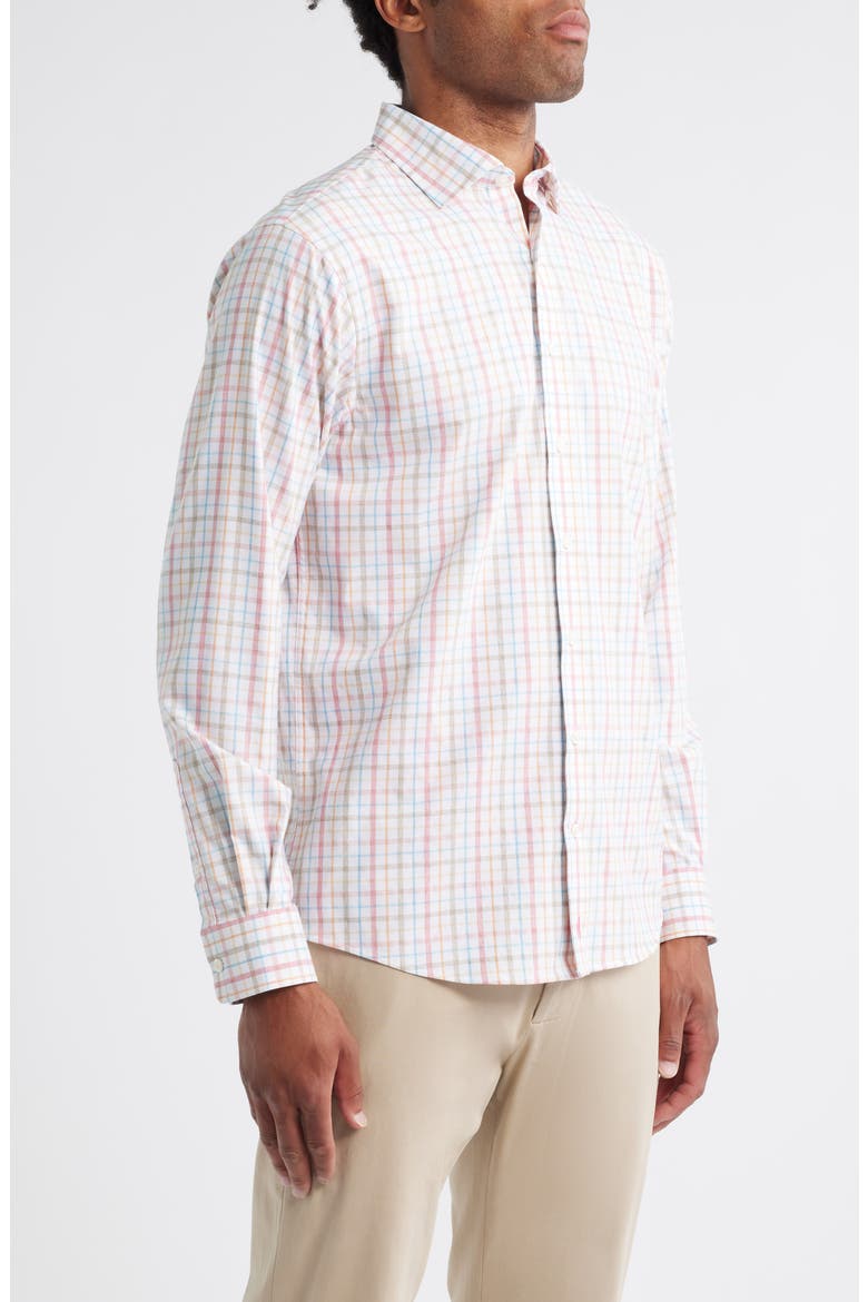 Maarten Plaid Performance Button-Up Shirt, Alternate, color, CINNAMON