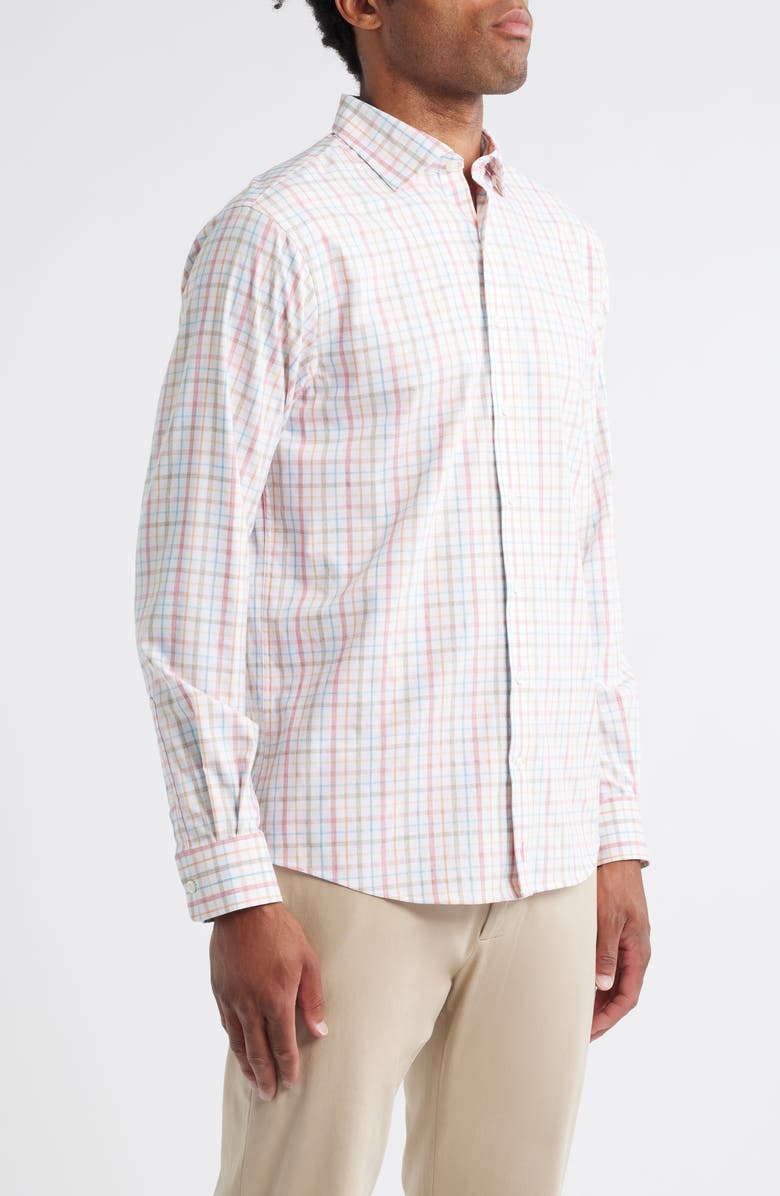 johnnie-O Maarten Plaid Performance Button-Up Shirt, Alternate, color, Cinnamon