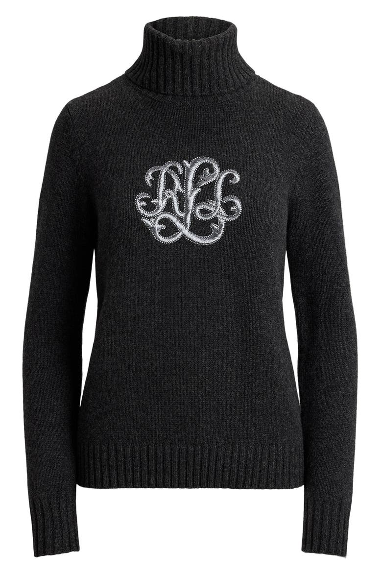 Logo Wool Blend Turtleneck Sweater, Alternate, color, GREY