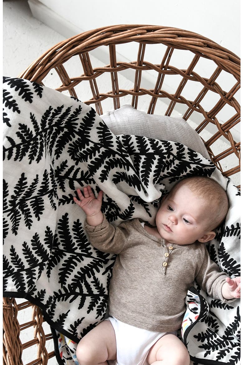 Plant Sensory Reversible 3-Layer Organic Cotton Muslin Blanket, Alternate, color, PLANT PRINT MIXED