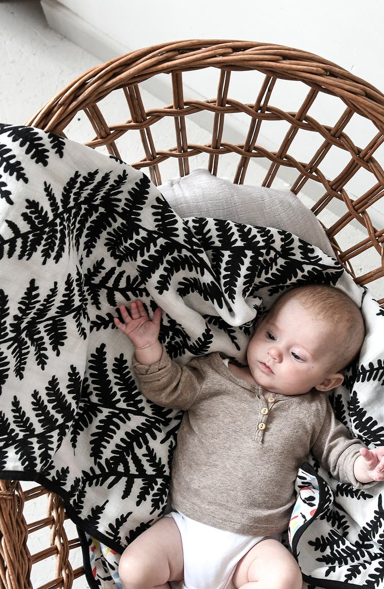 ETTA LOVES Plant Sensory Reversible 3-Layer Organic Cotton Muslin Blanket, Alternate, color, Plant Print Mixed