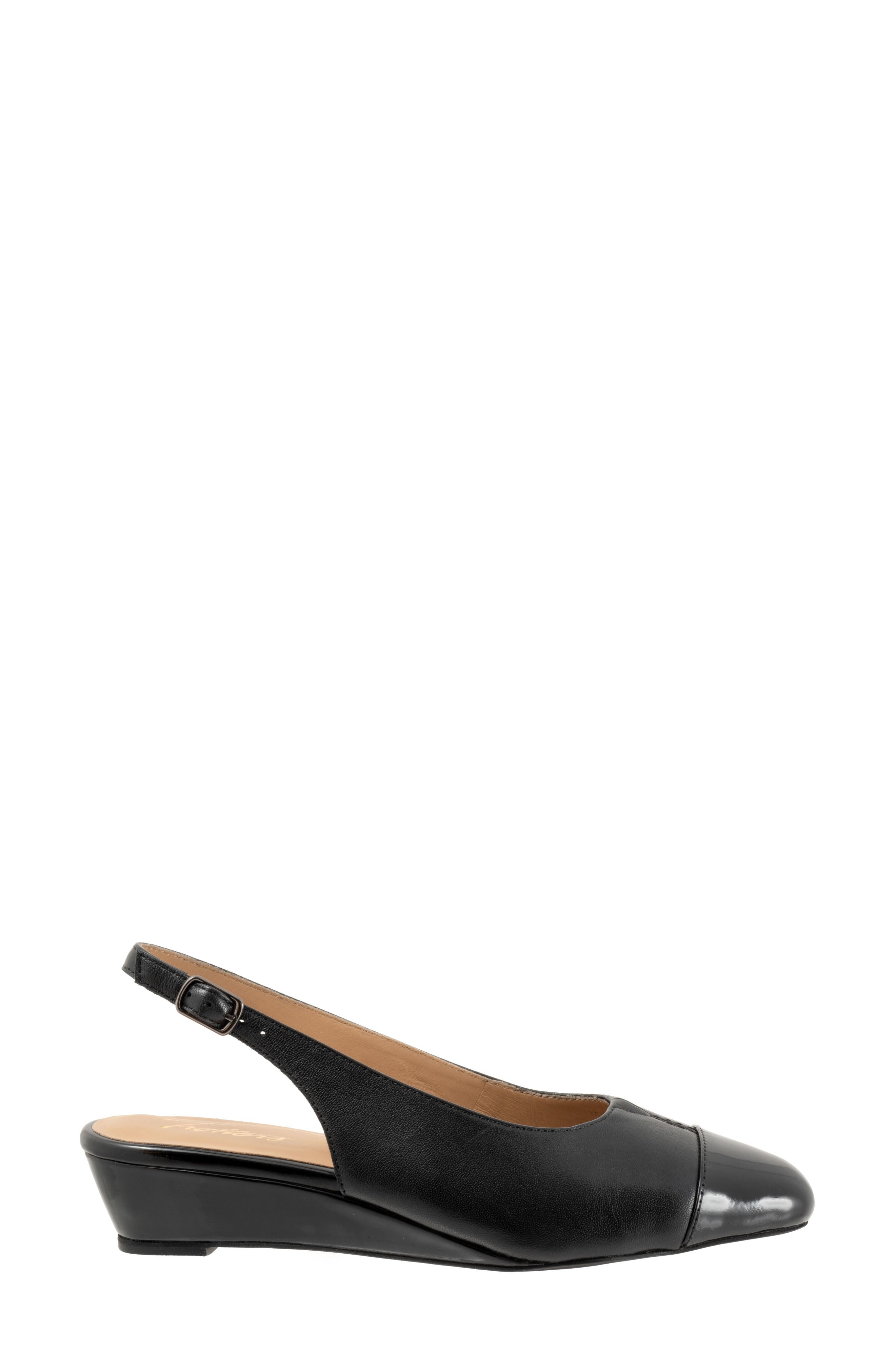 Trotters Dea Slingback Cap Toe Wedge Pump, Alternate, color, Black