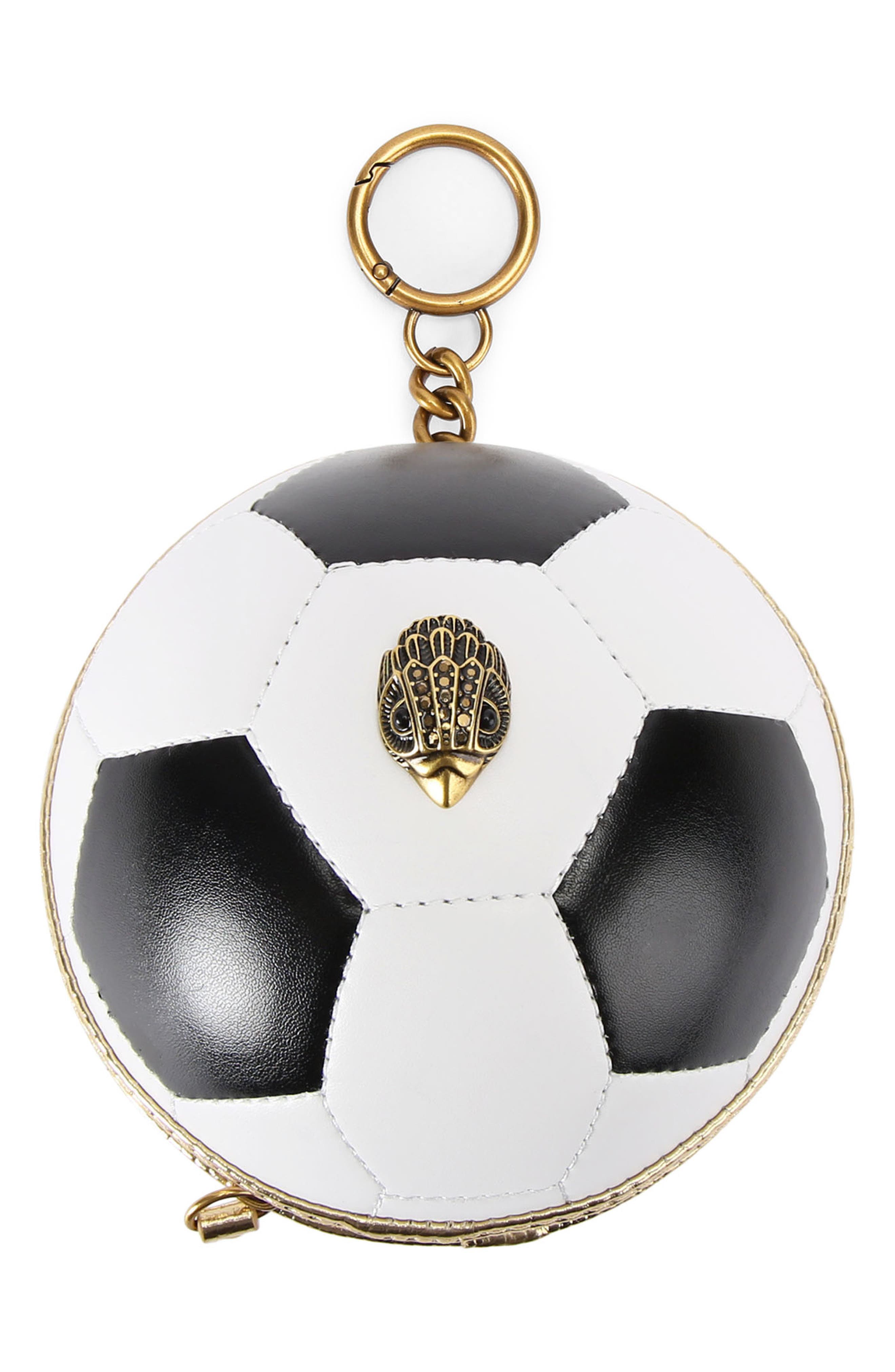 Kurt Geiger London Football Bag Charm, Main, color, White/ Black