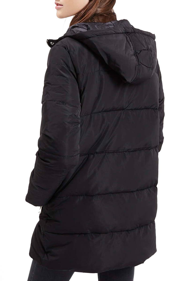 Topshop 'Percy' Quilted Longline Parka, Alternate, color, 