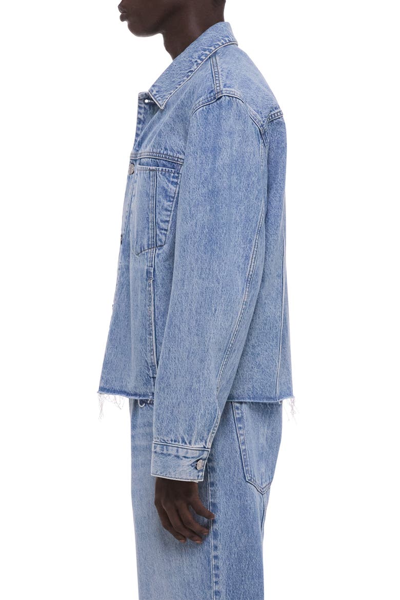 Brooklyn Raw Hem Denim Trucker Jacket, Alternate, color, VINTAGE BLUE WASH