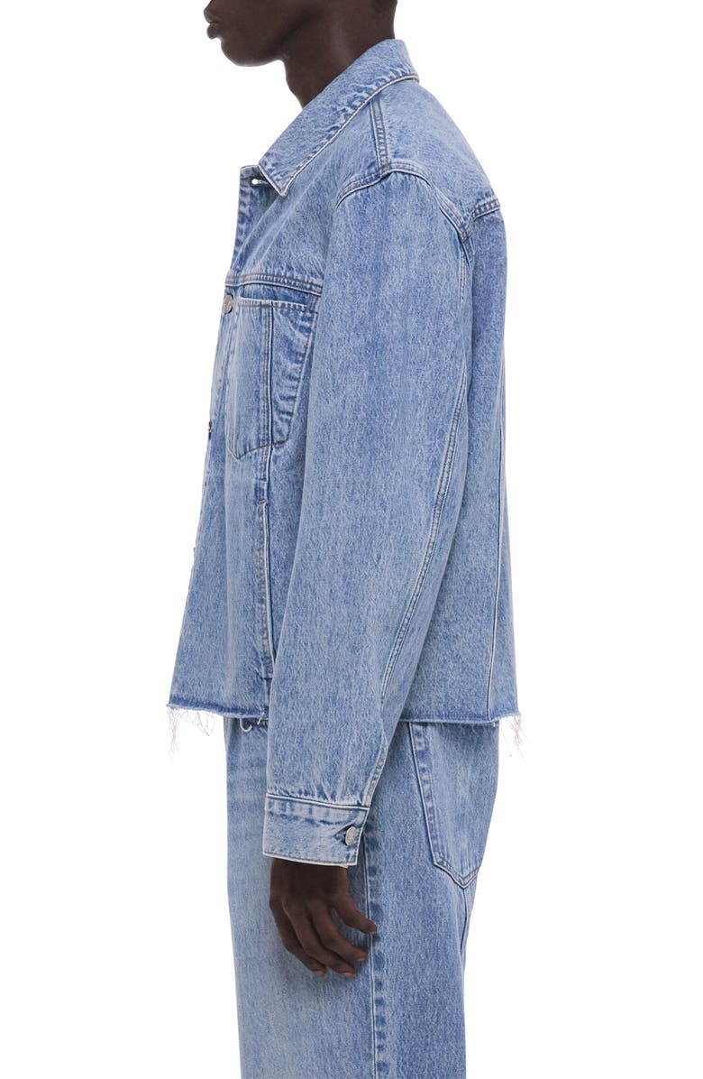 Helmut Lang Brooklyn Raw Hem Denim Trucker Jacket, Alternate, color, Vintage Blue Wash