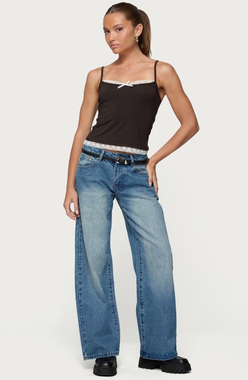 Edikted Adriel Contrast Lace Trim Camisole In Brown