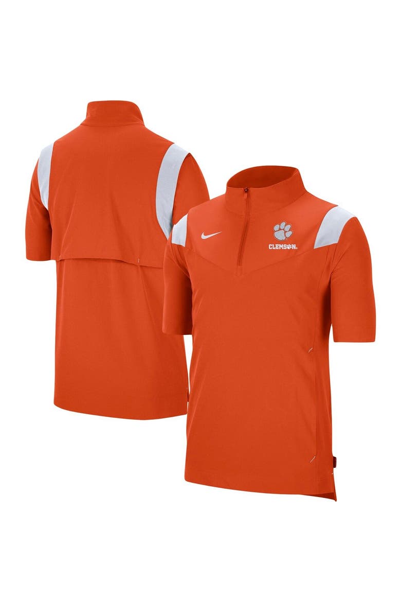 Men's Nike Orange Clemson Tigers Coach Short Sleeve Quarter-Zip Jacket, Main, color, Orange