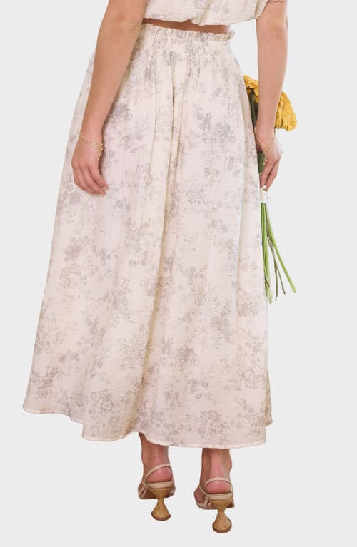 BLU PEPPER BLU PEPPER FLORAL RUFFLE WAIST MIDI SKIRT