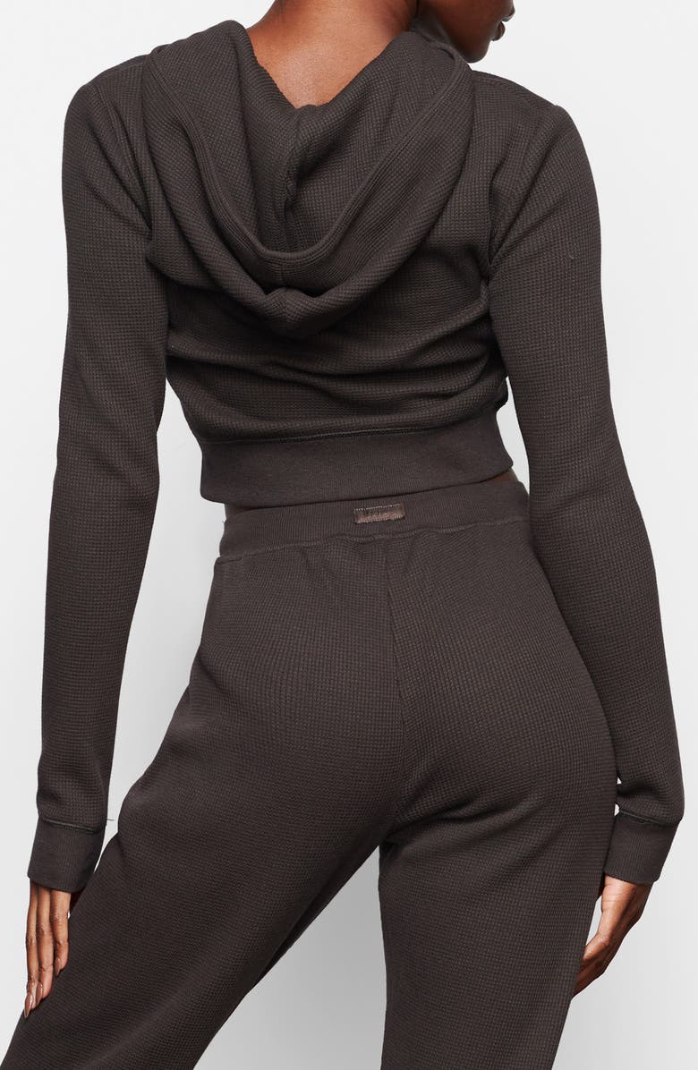 SKIMS Crop Waffle Zip Hoodie, Alternate, color, 