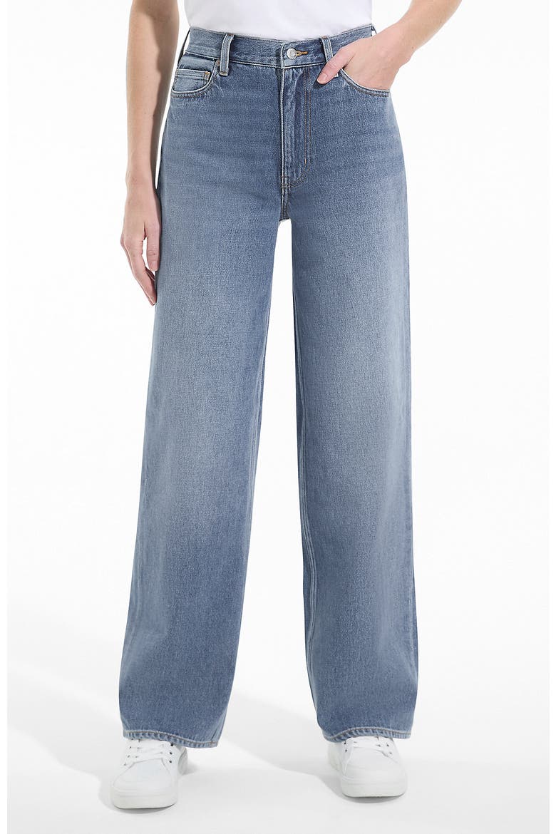 Rigid Denim Mid Rise Baggy Jeans, Main, color, Medium Ocean Blue Wash
