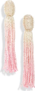 Oscar de la Renta Ombré Beaded Tassel Drop Earrings