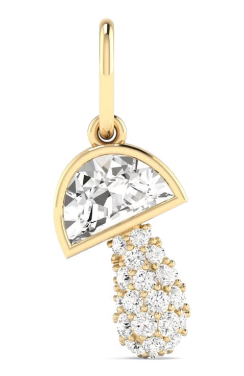 Mushroom Lab Diamond Charm Pendant in 14K
