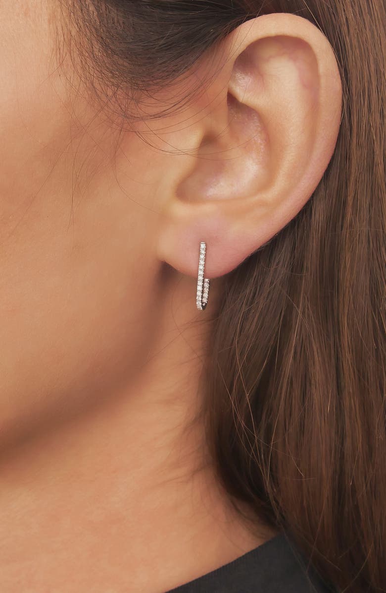 Bony Levy Small Diamond J-Hoop Earrings, Alternate, color,