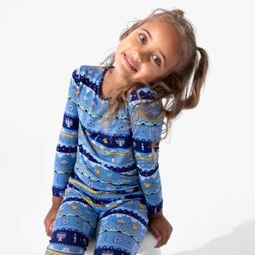 Bellabu Bear Kids' Hanukkah Fair Isle Set Of 2 Piece Pajamas In Blue