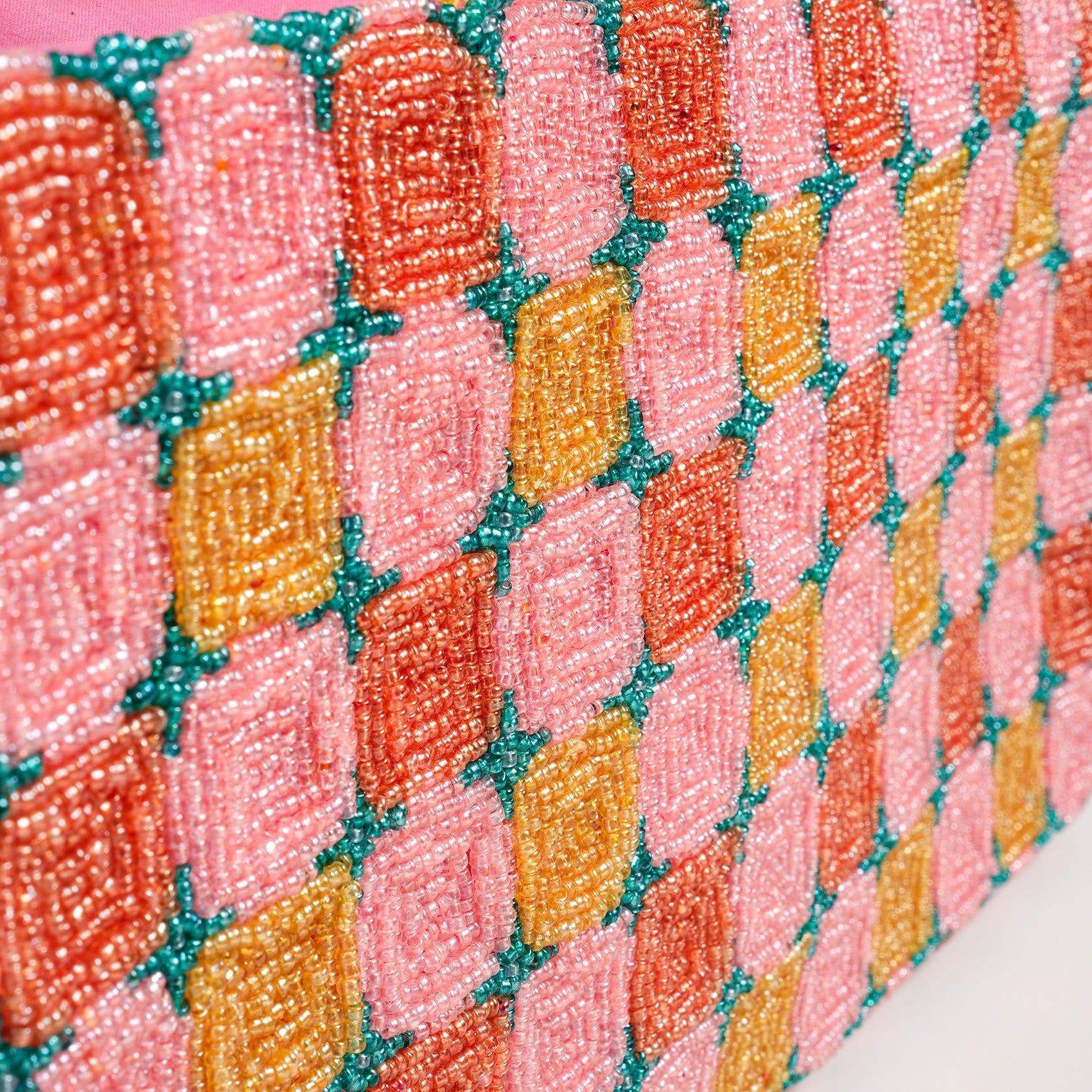 Zsa Zsa Zsu Delhi Beaded 100% Cotton Shoulder Bag 11X6 In, Alternate, color, Pink