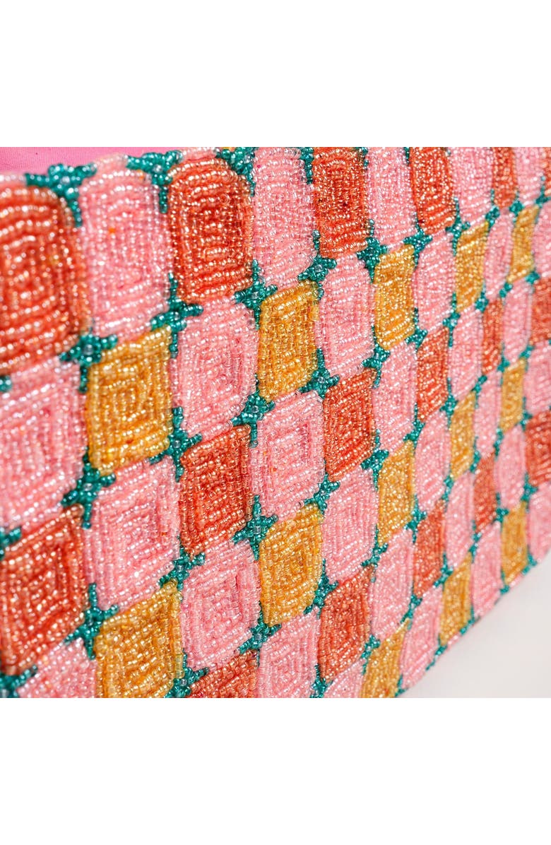 Zsa Zsa Zsu Delhi Beaded 100% Cotton Shoulder Bag 11X6 In, Alternate, color, Pink