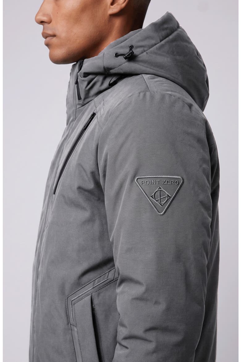 Hooded Microfiber Jacket with Heat-Sealed Pockets, Alternate, color, Slate
