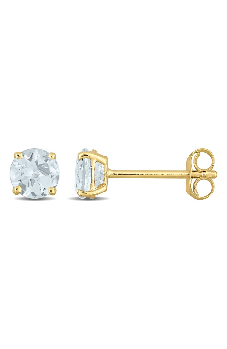 DELMAR 14K Yellow Gold Aquamarine Solitaire Stud Earrings, Main, color,
