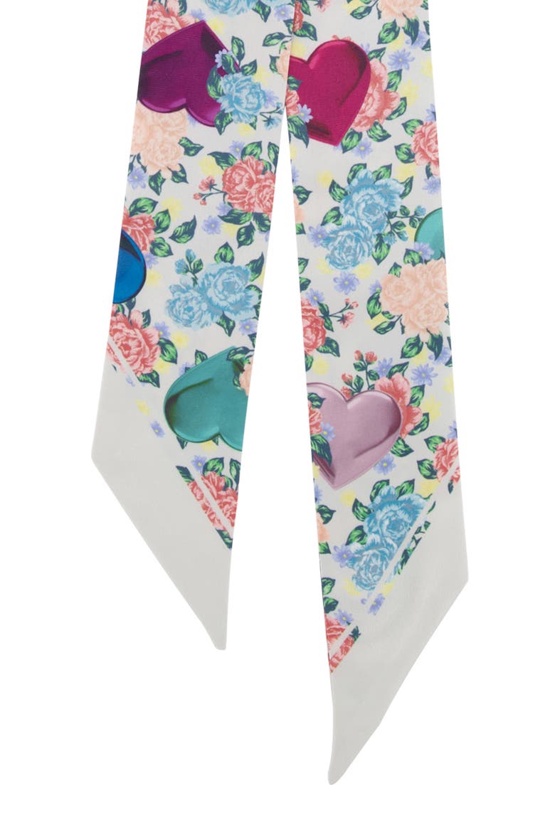 Tapestry Print Bow Scrunchie, Alternate, color, BONE