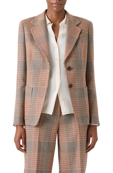 Glen Plaid Stretch Wool Jacket