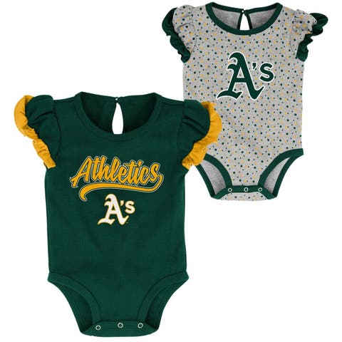 Newborn & Infant Green/Heathered Gray Oakland Athletics Scream & Shout Two-Pack Bodysuit Set