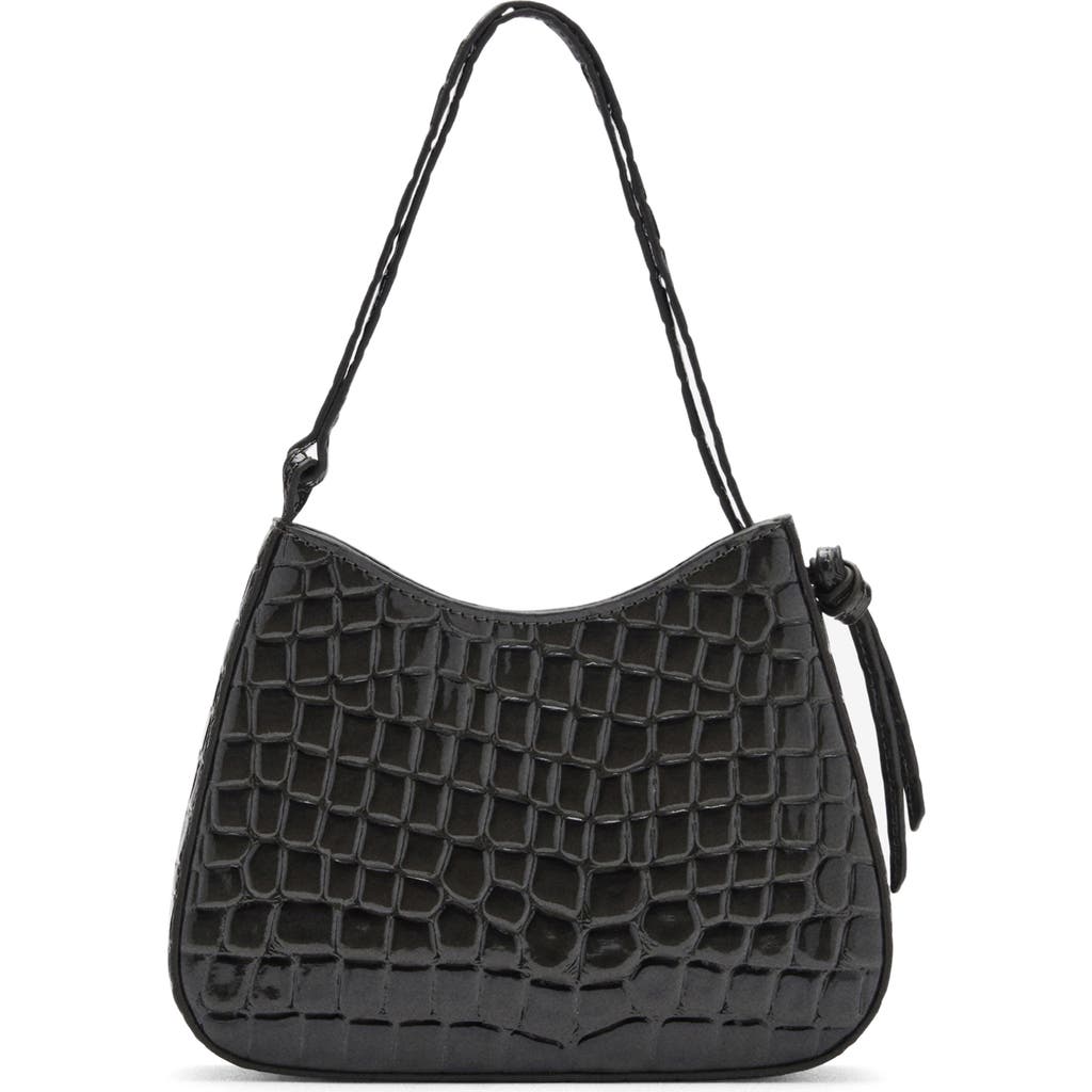 Mango Croc Embossed Faux Leather Shoulder Bag In Grey