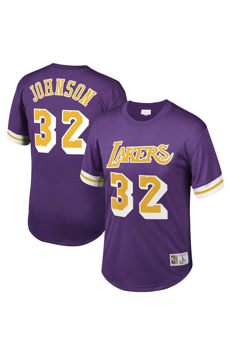 Mitchell & Ness Men's Mitchell & Ness Magic Johnson Purple Los Angeles Lakers Mesh T-Shirt, Main, color, 