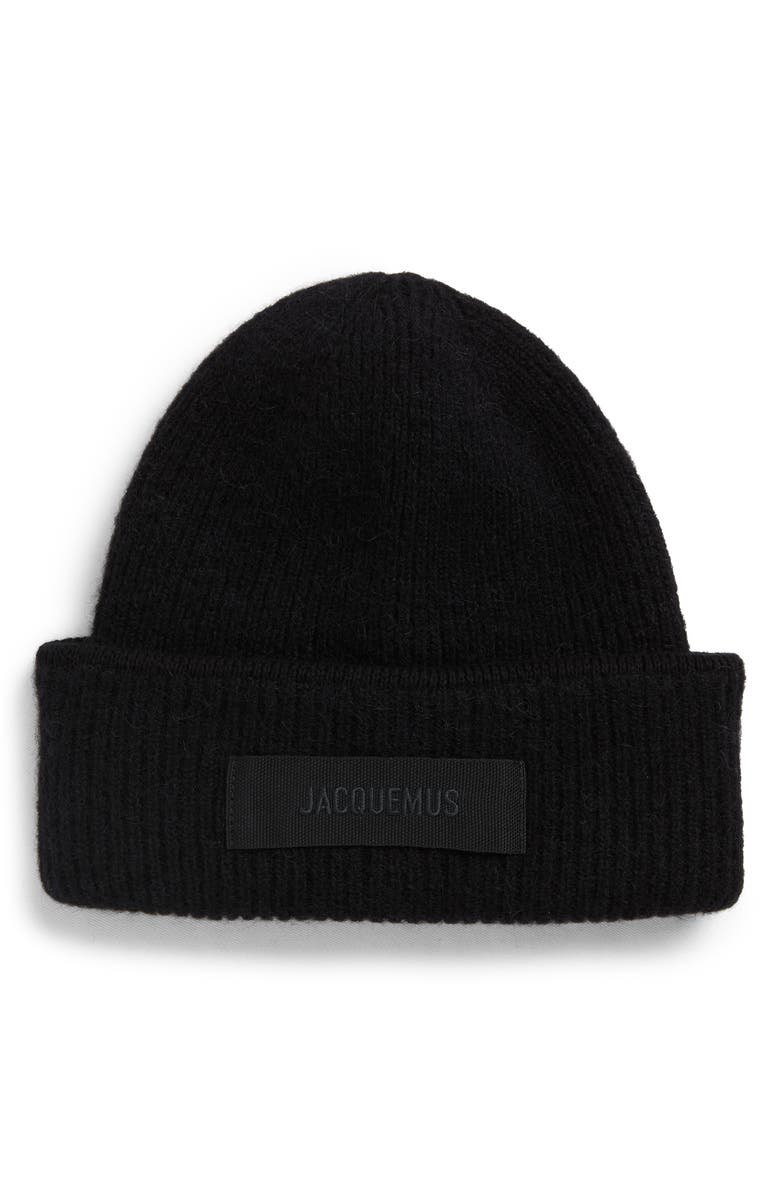 Jacquemus Le Bonnet Grosgrain Alpaca & Wool Blend Beanie, Main, color, Black 990