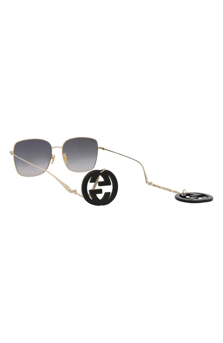 Gucci 60mm Butterfly Sunglasses, Alternate, color, Gold Gold Grey